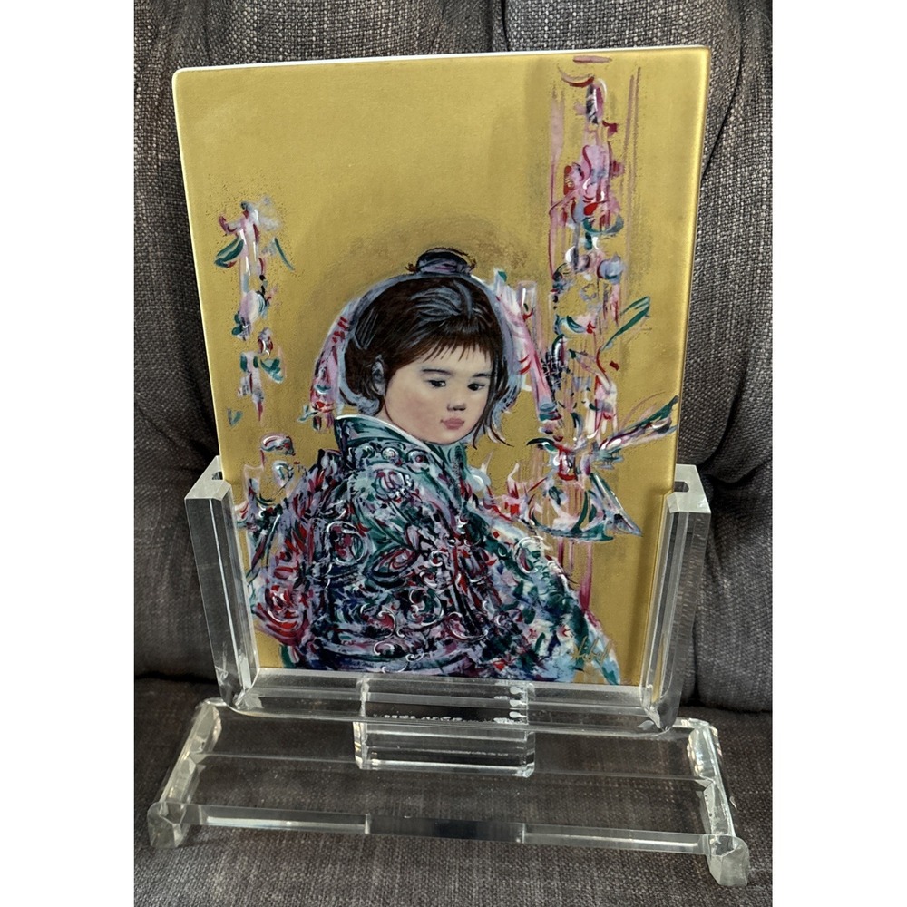 Edna Hibel Porcelain Original "Plum Blossom " Framed 205/1000